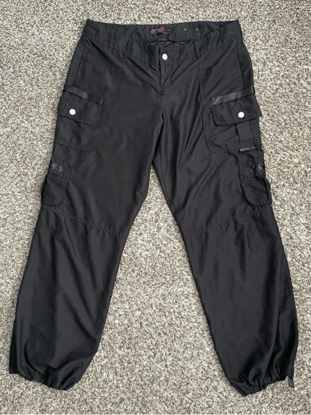 Kikgirl Pants Women’s No Tag XL?? Black Red Stitch Star Pocket Raver Y2K Hip Hop